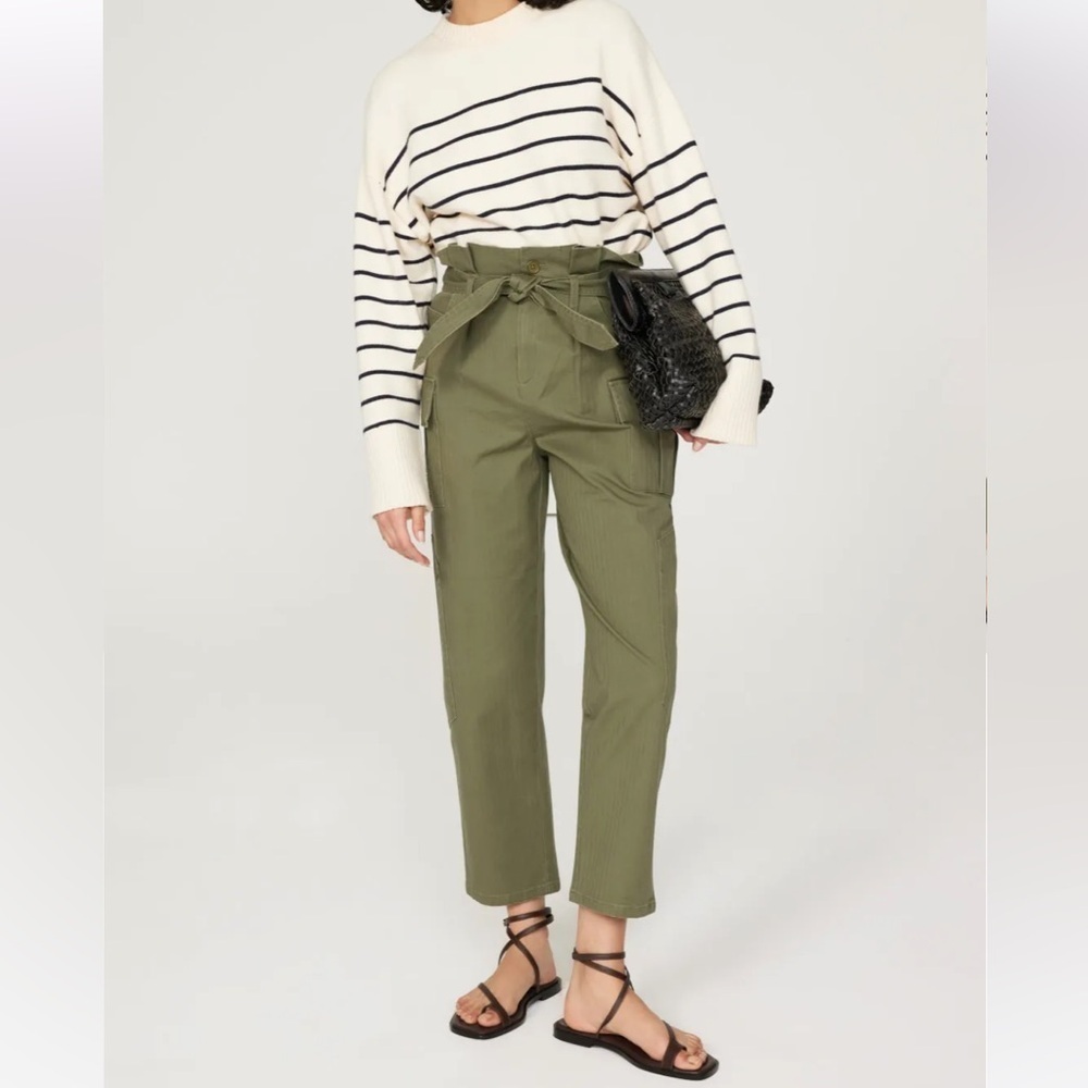 Marissa Webb Collective Pants Size 6 Green Balloon Paper-bag Waist Utility Ankle - Picture 1 of 10